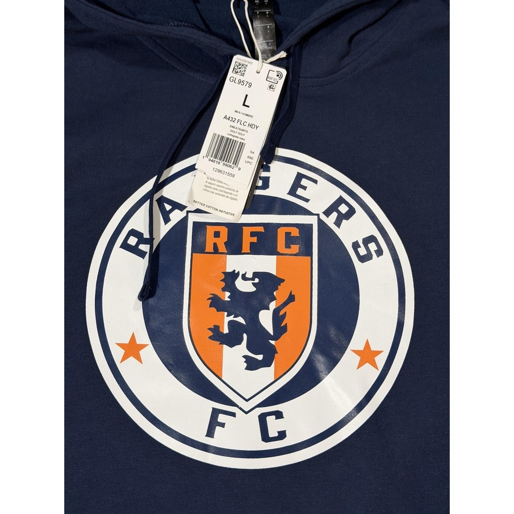 Randers FC Hoodie Mens Large Blue Soccer Adidas Fleece Sweatshirt Pullover - Picture 2 of 7